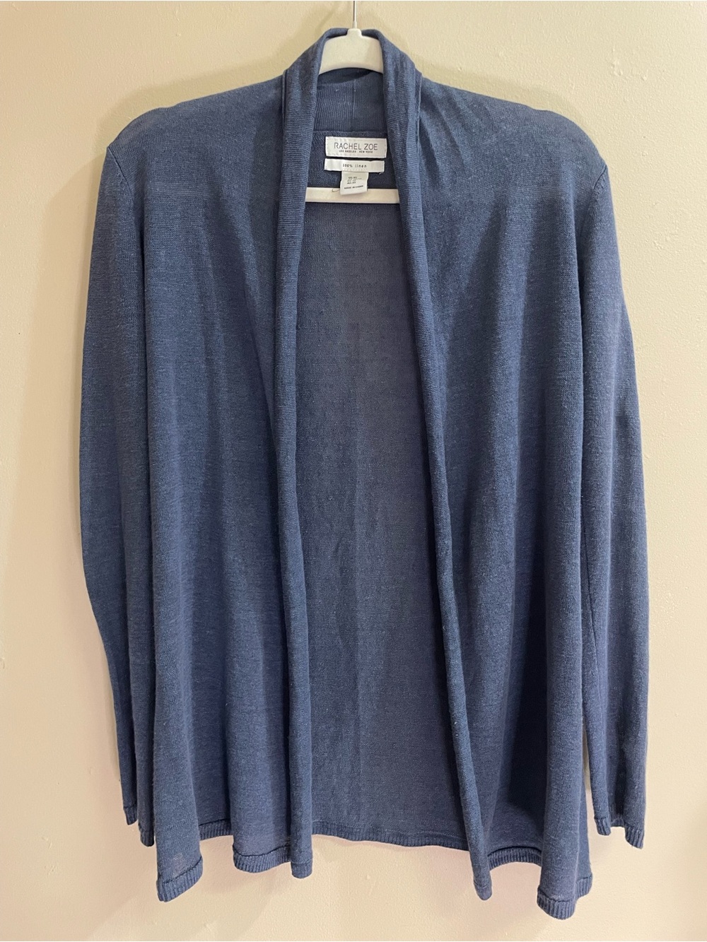 Rachel Zoe 100% Linen Open Front Cardigan Blue XS Lightweight Draped
